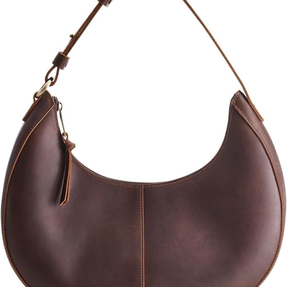 Top Grain Leather Shoulder Bags for Women Hobo Crescent Bag Handbags Purse